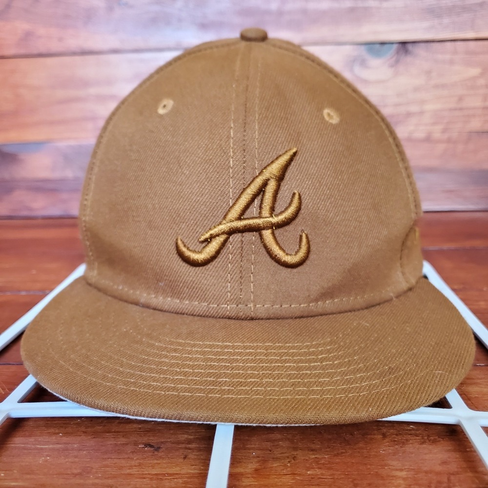 New Era 59Fifty Atlanta Braves Hat Cap Adult Fitted 7 1/2 Brown‎ MLB Baseball